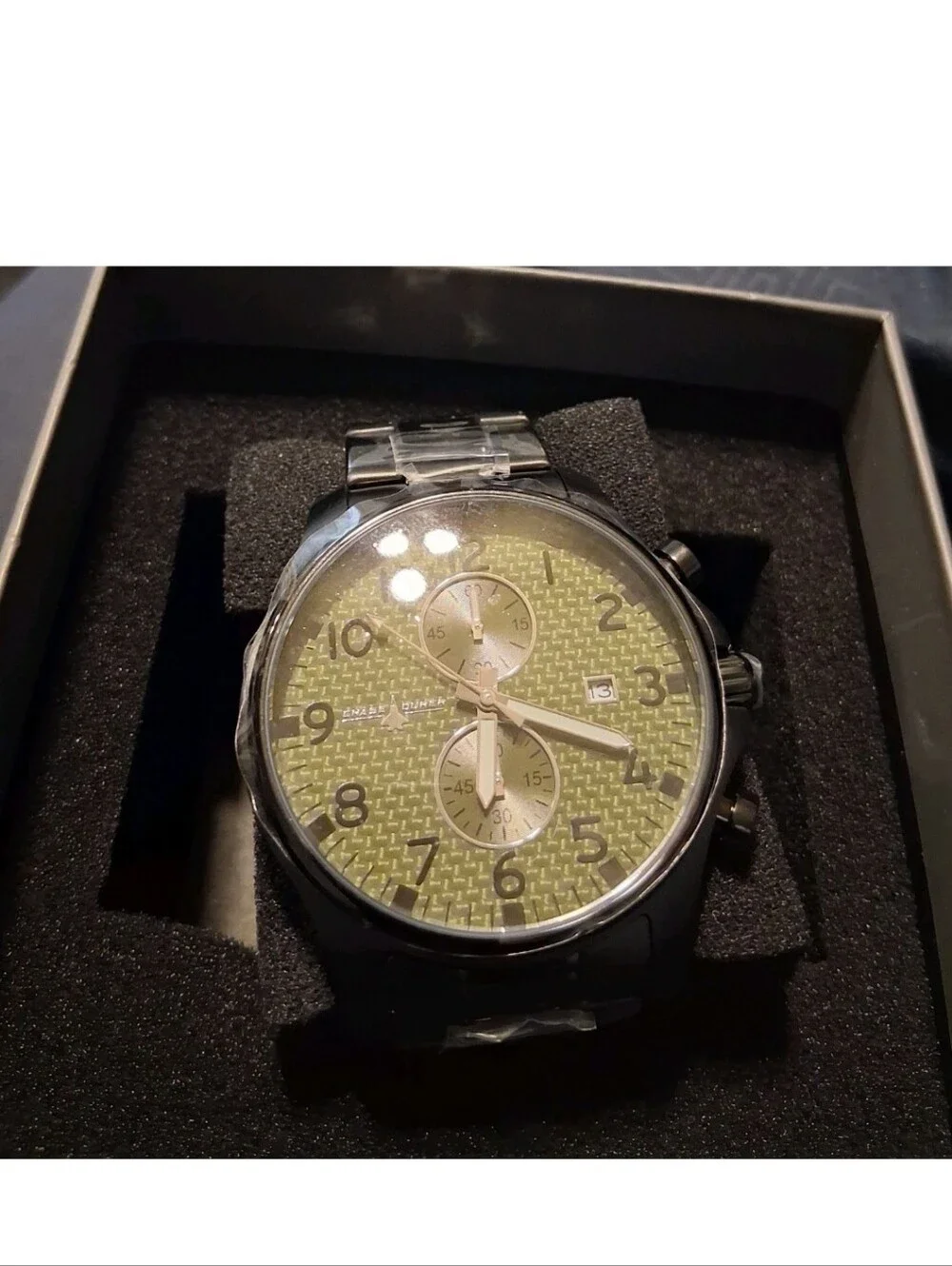 MENS CHASE DURER BLACK IP WITH GREEN CARBON FIBER DIAL NEW IN BOX 48MM